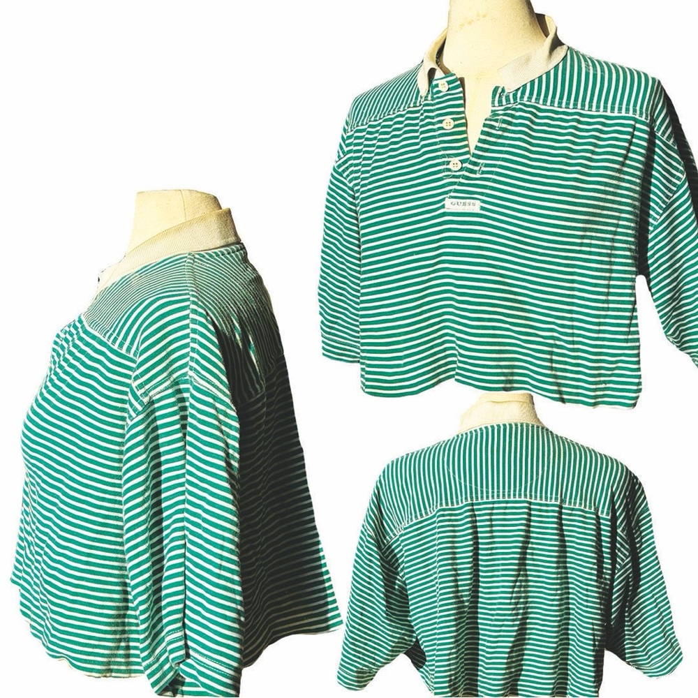 GUESS Cropped green striped Polo
Vintage